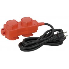 2x2 Way IP44 Multisocket, 1,5m cable 3x1,5mm2