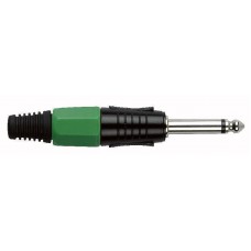 Jackplug 6.3mm Mono  Black with Green Endcap
