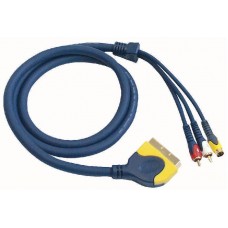 Scart to 2 RCA Male and 1 S-VHS Male Plug