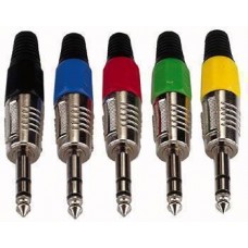 Jackplug 6.3mm Stereo Nikkel with  Black Endcap