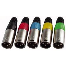 N-CON XLR Plug 3 Pole Nikkel Male with Blue Endcap
