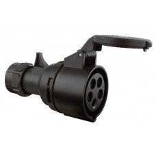 CEE 16A 380V 5p 6h female Black twist IP44