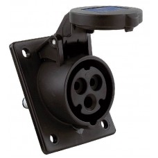 CEE 16A230V 3p 6h flanged socket sloped fem IP44
