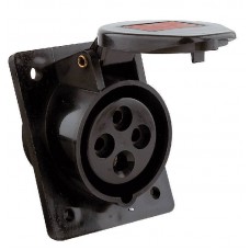 CEE 16A 380V 4p 6h flanged socket sloped Fem IP44