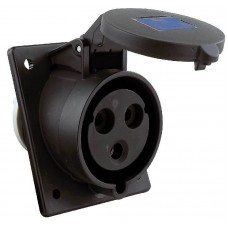 CEE 32A230V 3p 6h flanged socket sloped fem IP44