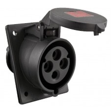 CEE 32A 380V 4p 6h flanged socket sloped Fem IP44