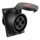 CEE 32A 380V 4p 6h flanged socket sloped Fem IP44