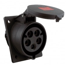 CEE 32A 380V 5p 6h flanged socket sloped Fem IP44