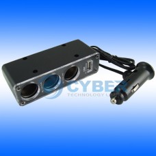 3 Way Car Cigarette Socket+USB for MP3 GPS Charger