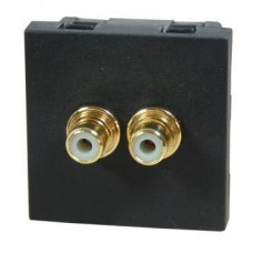Cover plate 45x45mm standard +stereo RCA fem black