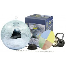 MIRROR BALLSET 20cm,motor,pinspot + colourchanger