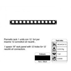 19inch connector paneel 12x XLR, 1 HE