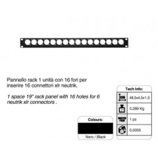 19inch connector paneel 16x XLR, 1 HE