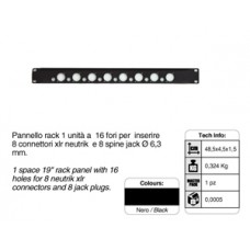 19inch connector paneel 1HE vr 8x Neutrik XLR,...
