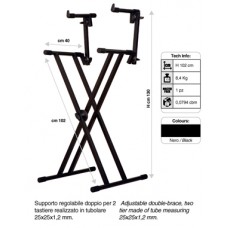 Dubbele buis X-stijl 2 deks keyboardstatief
