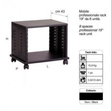 Verrijdbaar 19inch rack, diepte 43cm, 8HE