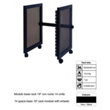 19i rack rechte vloer module, 14 HE, op wielen
