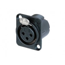 3 pole female receptacle, solder cups, black