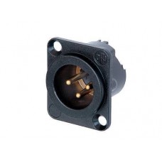 3 pole male receptacle, solder cups, black