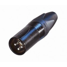 3 P cable connector, male Black metal housing