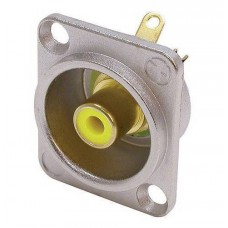 phono socket in nickel D-shape housing, yellow