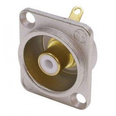 phono socket in nickel D-shape housing, white