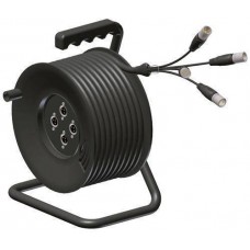 Kabelhaspel met 4 gebalanceerde microfoonkabel 25m