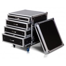 12u rack, 4 drawers, 1x4u, 2x3u, 1x2u w/ caster bo