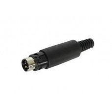 4P MINI DIN PLUG MALE, BLACK