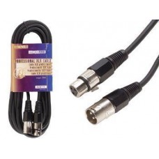 XLR CABLE PRO, XLR MALE TO XLR FEMALE BLACK (6m)