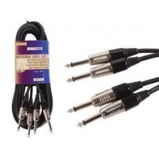 AUDIO CABLE PRO, 2x 2x 6.35mm JACK MONO MALE (5m)