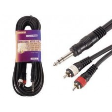 AUDIO CABLE PRO, 2x RCA PLUG MALE TO 6.35mm PLUG S