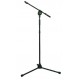 Microphone stand with extended boom - black