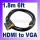 HDMI Gold Male to VGA HD-15 15pin M/M Cable 1.8M