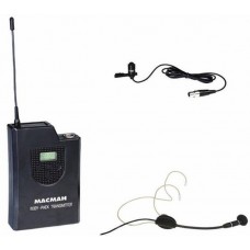 UHF div. wireless mic system w. headset & lavalier