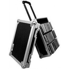 100 CD's case with pull-out handle, wheels