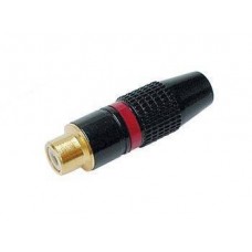 RCA PLUG FEMALE RED, TIP GOLD PLATED, BLACK METAL