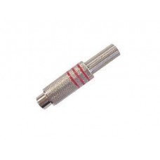 RCA PLUG FEMALE RED, NICKEL, SPRING CABLE GUIDE Ø6