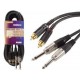 AUDIO CABLE PRO, 2x RCA PLUG MALE TO 2x 6.35mm JAC